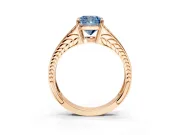 Split Shank Engagement Ring Setting for Fancy Blue Cushion Cut Center with Pave Split Shank and Prong Head in Rose Gold