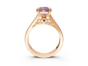 Solitaire Engagement Ring Setting for Fancy Pink Princess Cut Center with Channel Band and Double Claw Prong Head in Rose Gold