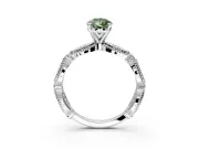 Solitaire Engagement Ring Setting for Fancy Green Pear-Shaped Center with Marquise Panel Band and Prong Head in White Gold