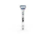 Bar-Set Engagement Ring Setting for Fancy Blue Asscher Cut Center with Tapered Baguette Accents and Prong Head in Platinum