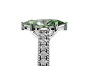Solitaire Engagement Ring Setting for Fancy Green Marquise Center with Engraved Pave Band and Prong Head in Platinum