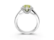 Solitaire Engagement Ring Setting for Fancy Yellow Cushion Cut Center with Wide Band, Pave Collar and Prong Head in White Gold