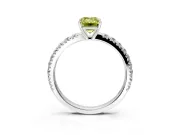 Solitaire Engagement Ring Setting for Fancy Yellow Emerald Cut Center with Large Accent Band and Prong Head in Platinum