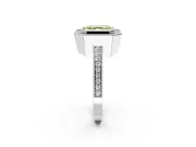 Halo Engagement Ring Setting for Fancy Yellow Asscher Cut Center with Milgrain Halo, Pave Band and Prong Head in Platinum