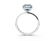 Solitaire Engagement Ring Setting for Fancy Blue Asscher Cut Center with Pave Accents and Prong Head in Sterling Silver