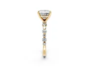 Solitaire Engagement Ring Setting for Princess Cut Center with Alternating Size Accents and Prong Head in Yellow Gold