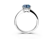 Solitaire Engagement Ring Setting for Fancy Blue Round Cut Center with Channel-Set Accent Band and Prong Head in Platinum