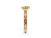 Solitaire Engagement Ring Setting for Fancy Yellow Oval Center with XO Engraved Band and Prong Head in Yellow Gold