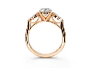 Floral Cluster Engagement Ring Setting for Oval Center with Marquise Accents and Prong Head in Rose Gold