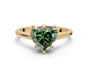 Solitaire Engagement Ring Setting for Fancy Green Heart-Shaped Center with Cathedral Band and Prong Head in Yellow Gold