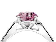 Solitaire Engagement Ring Setting for Fancy Pink Round Cut Center with Channel Accents and Prong Head in Platinum