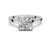 Solitaire Engagement Ring Setting for Princess Cut Center with Plain Band and Flat Tab Prong Head in Sterling Silver