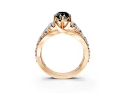 Solitaire Engagement Ring Setting for Fancy Black Marquise Center with Graduated Shared Prongs and Prong Head in Rose Gold