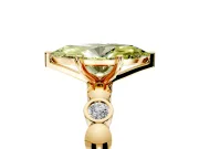 Solitaire Engagement Ring Setting for Fancy Yellow Marquise Center with Beaded Bezel Station Band and Prong Head in Yellow Gold