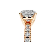 Solitaire Engagement Ring Setting for Cushion Cut Center with Large Accents and Prong Head in Rose Gold