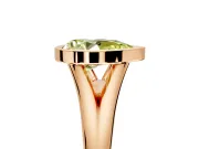 Solitaire Engagement Ring Setting for Fancy Yellow Pear-Shaped Center with V Split Shank and Bezel Head in Rose Gold