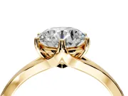 Solitaire Engagement Ring Setting for Round Cut Center with Plain Split Shank and Prong Head in Yellow Gold