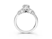 Leaf Cluster Engagement Ring Setting for Cushion Cut Center with Marquise Accents and Prong Head in Sterling Silver