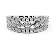 Round Cut Lab-Grown Diamond Infinity Twist Wedding Band with Pave Border Rows and Prong Setting in Platinum