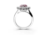 Cluster Halo Engagement Ring Setting for Fancy Pink Heart-Shaped Center with Milgrain Bezel Accents and Prong Head in Sterling Silver