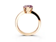 Solitaire Engagement Ring Setting for Fancy Pink Heart-Shaped Center with Plain Band and Flat Tab Prong Head in Rose Gold