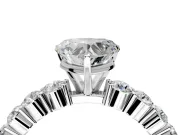 Shared-Prong Engagement Ring Setting for Heart-Shaped Center with Graduated Accents and Prong Head in Sterling Silver
