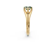 Solitaire Engagement Ring Setting for Fancy Green Asscher Cut Center with Milgrain Cathedral Band and Prong Head in Yellow Gold