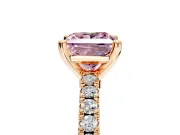 Solitaire Engagement Ring Setting for Fancy Pink Princess Cut Center with Single Row Accent Band and Prong Head in Rose Gold