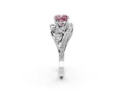 Halo Engagement Ring Setting for Fancy Pink Cushion Cut Center with Marquise and Pave Bypass Band and Prong Head in Platinum