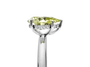 Hidden Halo Engagement Ring Setting for Fancy Yellow Pear-Shaped Center with Thin Rounded Band and Prong Head in White Gold