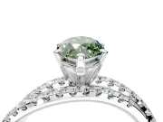Solitaire Engagement Ring Setting for Fancy Green Marquise Center with Woven 3-Strand Pave Band and Prong Head in White Gold