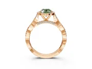 Halo Engagement Ring Setting for Fancy Green Oval Center with Twist Band and Prong Head in Rose Gold