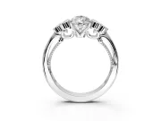 Cluster Engagement Ring Setting for Pear-Shaped Center with Bezel Accent Clusters and Prong Head in White Gold
