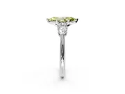 3 Stone Engagement Ring Setting for Fancy Yellow Marquise Center with Large Pear-Shaped Accents and Prong Head in Sterling Silver