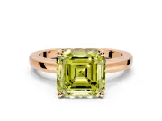 Solitaire Engagement Ring Setting for Fancy Yellow Asscher Cut Center with Basket Rail and Prong Head in Rose Gold