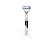 Solitaire Engagement Ring Setting for Fancy Blue Asscher Cut Center with Wide Knife Ridge Band and Prong Head in Sterling Silver
