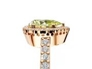 Halo Engagement Ring Setting for Fancy Yellow Pear-Shaped Center with Inner Milgrain Border and Prong Head in Rose Gold