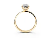 Solitaire Engagement Ring Setting for Radiant Cut Center with Pave Accents and Prong Head in Yellow Gold
