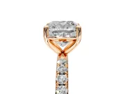 Solitaire Engagement Ring Setting for Cushion Cut Center with Micro Pave Band and Prong Head in Rose Gold