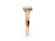 Halo Engagement Ring Setting for Princess Cut Center with Knife Ridge Cathedral Band and Prong Head in Rose Gold