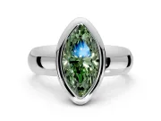 Solitaire Engagement Ring Setting for Fancy Green Marquise Center with Wide Band and Bezel Head in Platinum