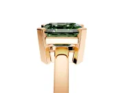 Solitaire Engagement Ring Setting for Fancy Green Asscher Cut Center with Plain Band and Flat Tab Prong Head in Rose Gold