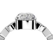 Milgrain Bezel Engagement Ring Setting for Cushion Cut Center with Marquise Stations and Bezel Head in Sterling Silver