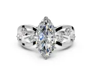 Solitaire Engagement Ring Setting for Marquise Center with Criss-Cross Accent Band and Prong Head in Sterling Silver