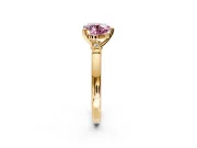 Solitaire Engagement Ring Setting for Fancy Pink Heart-Shaped Center with Beaded Shoulders and Prong Head in Yellow Gold