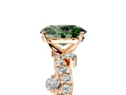 Solitaire Engagement Ring Setting for Fancy Green Oval Center with Bar-Station Pave Twist and Prong Head in Rose Gold