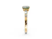 Bar-Set Engagement Ring Setting for Fancy Green Princess Cut Center with Tapered Baguette Accents and Prong Head in Yellow Gold