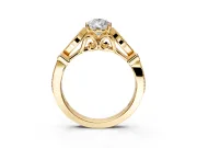 Solitaire Engagement Ring Setting for Pear-Shaped Center with Marquise and Bezel Accents and Prong Head in Yellow Gold