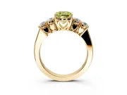 5 Stone Engagement Ring Setting for Fancy Yellow Cushion Cut Center with Equal Close-Set Accents and Prong Head in Yellow Gold