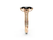 Solitaire Engagement Ring Setting for Fancy Black Marquise Center with Pave Rail Split Shank and Prong Head in Rose Gold